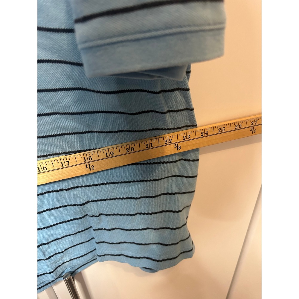 Eddie Bauer Mens XXL Blue Striped Short Sleeve Cotton Pique Polo Shirt‎ - Picture 8 of 16